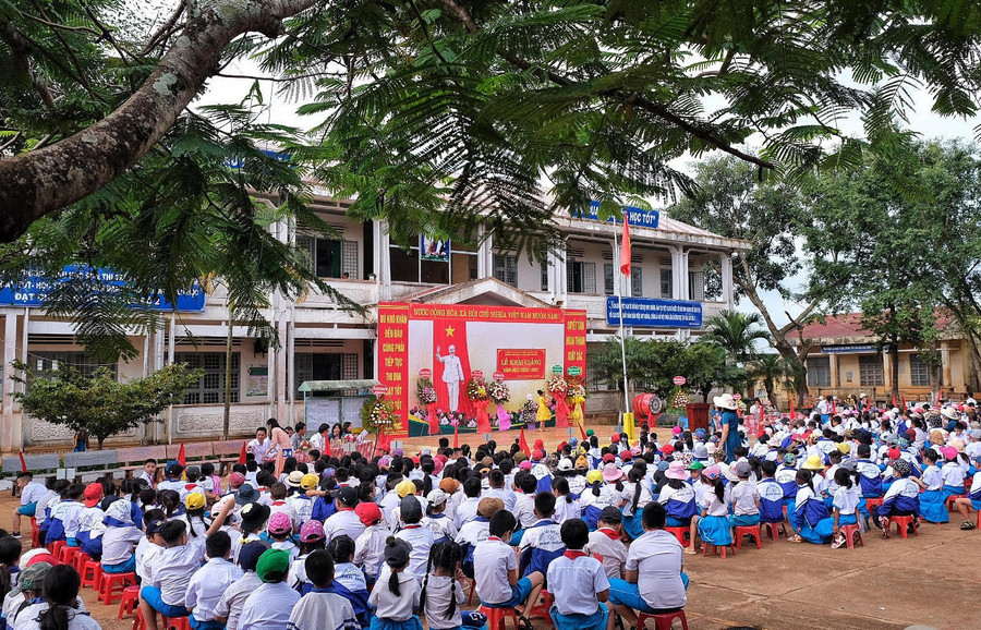Quang cảnh lễ khai giảng tại Trường Tiểu học thị trấn Đak Đoa. Ảnh: Hoàng Ngọc Ảnh: Hoàng Ngọc