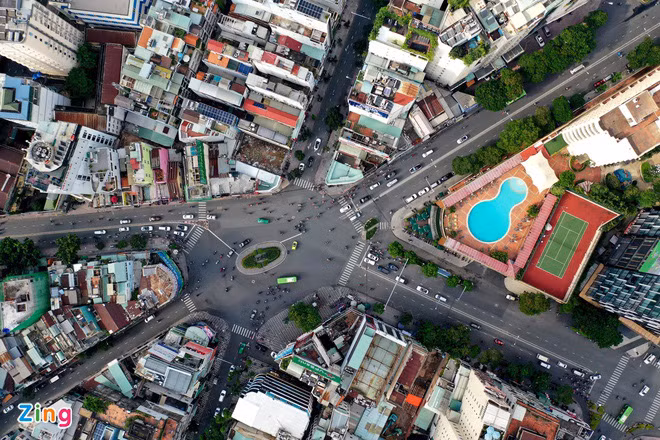 Ngã 6 Phù Đổng (phường Bến Thành, quận 1, TP.HCM) nhìn từ trên cao. Ảnh: Chí Hùng.