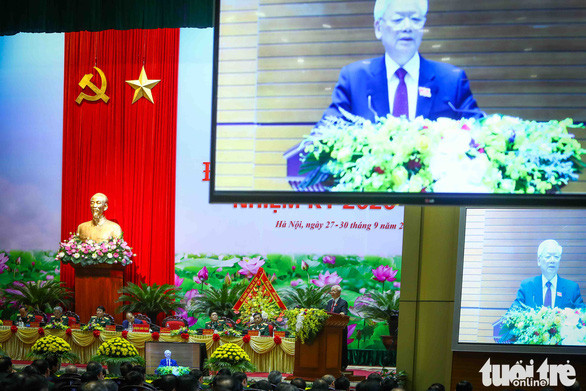Tổng bí thư, Chủ tịch nước Nguyễn Phú Trọng phát biểu tại đại hội sáng 28-9 - Ảnh: NGUYỄN KHÁNH