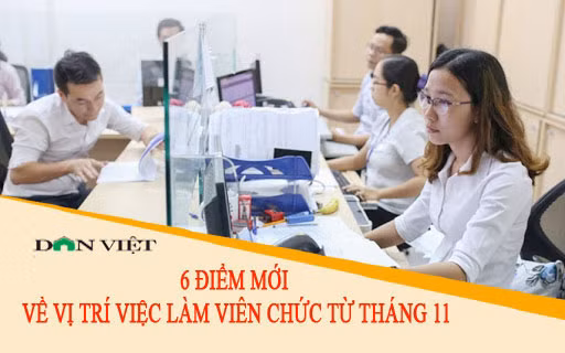 6 điểm mới về vị trí việc làm viên chức từ tháng 11/2020.