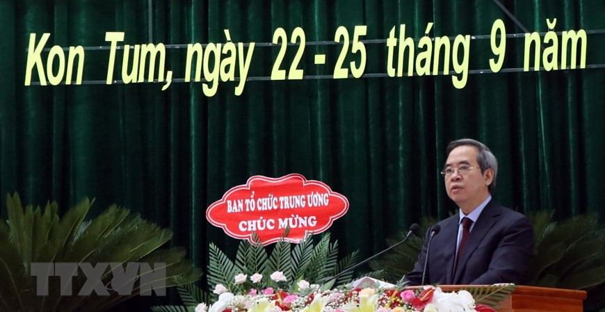 Ông Nguyễn Văn Bình, Ủy viên Bộ Chính trị, Bí thư Trung ương Đảng, Trưởng Ban Kinh tế Trung ương phát biểu chỉ đạo đại hội. (Ảnh: Cao Nguyên/TTXVN)