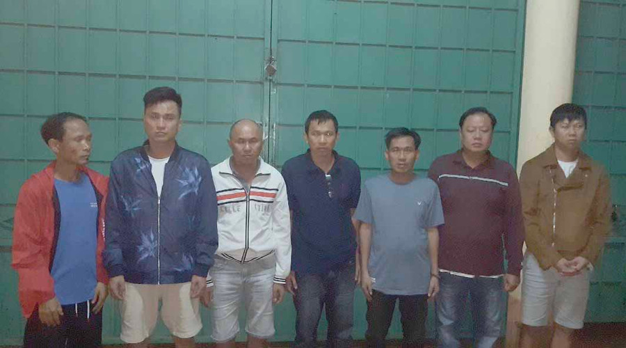 7 đối tượng đã bị tạm giữ hình sự tại Trại tạm giam Công an tỉnh. Ảnh: Văn Ngọc