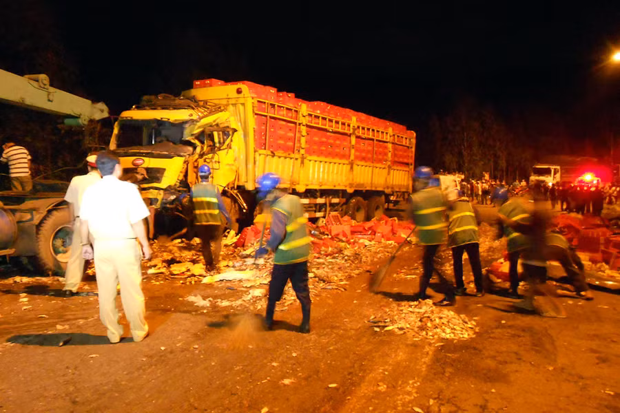 Hiện trường vụ tai nạn. Ảnh: Nguyễn Xuân