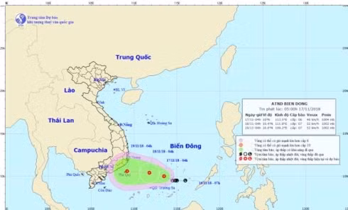 Dự báo hướng đi và vị trí của áp thấp nhiệt đới