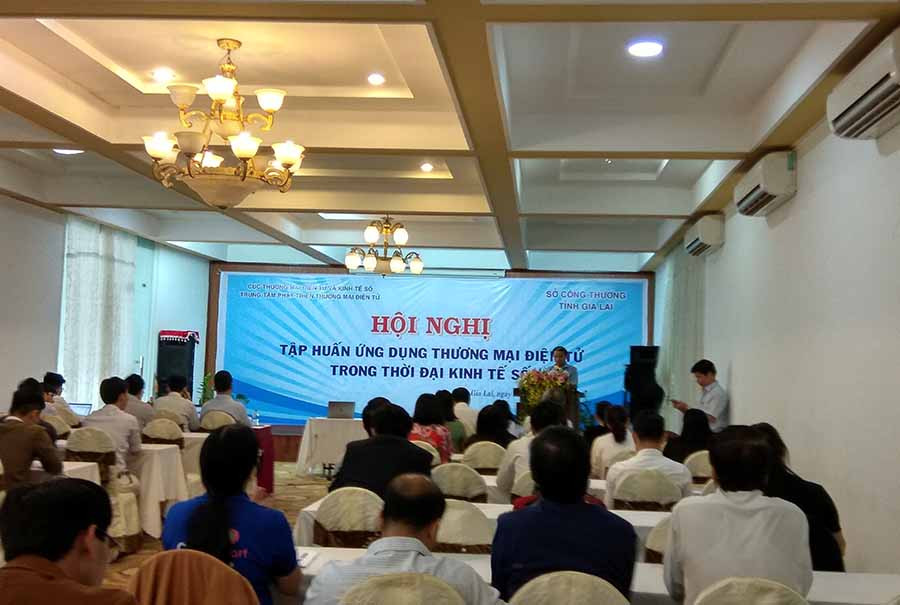 Hội nghị tập huấn ứng dụng thương mại điện tử trong thời đại kinh tế số. Ảnh: Lê Lan