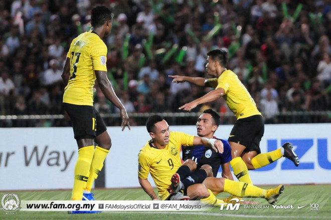Những cầu thủ Malaysia không mất quá nhiều sức trong chiến thắng 1-0 trước Campuchia. Ảnh: FAM.