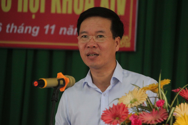 Ủy viên Bộ Chính trị, Trưởng ban Tuyên giáo Trung ương Võ Văn Thưởng phát biểu tại buổi tiếp xúc