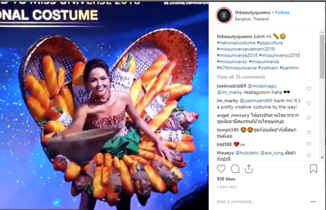 Dân mạng quốc tế đa phần đánh giá cao trang phục độc đáo của người đẹp gốc Tây Nguyên- Ảnh chụp màn hình Instagram Dân mạng quốc tế đa phần đánh giá cao trang phục độc đáo của người đẹp gốc Tây Nguyên- Ảnh chụp màn hình Instagram