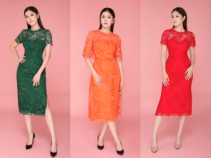 Gam màu sắc đa dạng trên nền chất liệu ren cũng là điểm nhấn của bộ sưu tập.