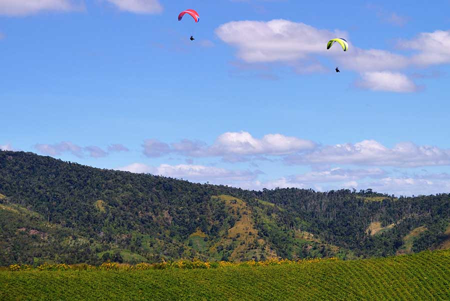 Trải nghiệm cùng dù lượn tại lễ hội. Ảnh: Đinh Yến