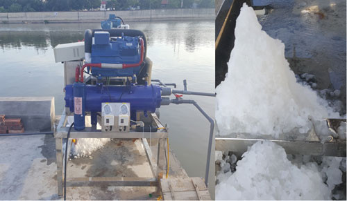 Máy làm đá lắp thử nghiệm tại cảng cá Bạch Long Vĩ. Ảnh: PP.