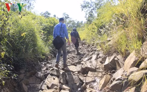 Đường độc đạo lên xuống núi Cheng Leng, nơi Phạm Ngọc Tân thu phí đường của dân nghèo.