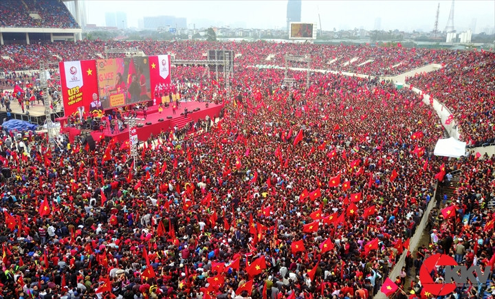 Một bức ảnh trong bộ ảnh "Kỳ tích U23 - tự hào Việt Nam" của tác giả Tuấn Mark, dự thi Giải ảnh báo chí Khoảnh Khắc Vàng 05. Một bức ảnh trong bộ ảnh