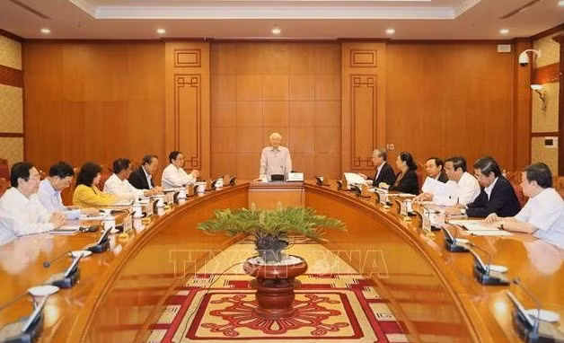 Tổng bí thư, Chủ tịch nước Nguyễn Phú Trọng chủ trì họp Ban Chỉ đạo xây dựng Quy hoạch cán bộ cấp chiến lược nhiệm kỳ 2021-2026. (Ảnh: TTXVN)