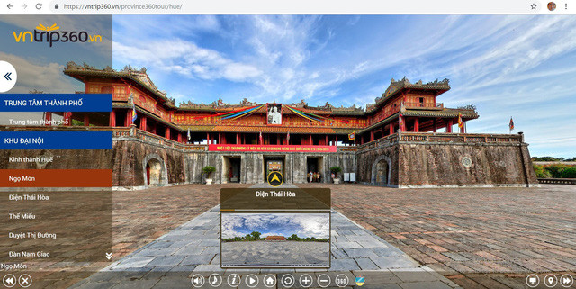 Trong ảnh 360 độ có những biểu tượng như mũi tên, hình tròn... khi rê chuột vào đó sẽ thấy thông tin và ảnh nhỏ, nếu click vào thì sẽ đến địa điểm đó rất thú vị