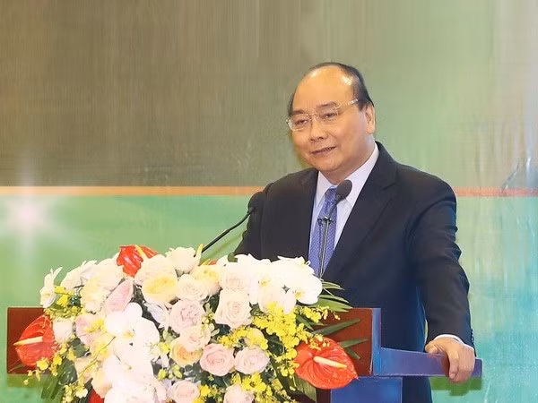 Thủ tướng Nguyễn Xuân Phúc phát biểu tại hội nghị. (Ảnh: Thống Nhất/TTXVN)