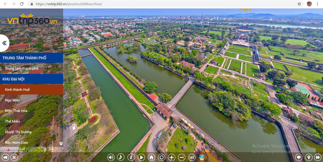 Những bức ảnh 4 chiều có thể xoay kéo tùy thích để thấy rõ các địa danh tại TP Huế
