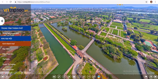 Những bức ảnh 4 chiều có thể xoay kéo tùy thích để thấy rõ các địa danh tại TP Huế