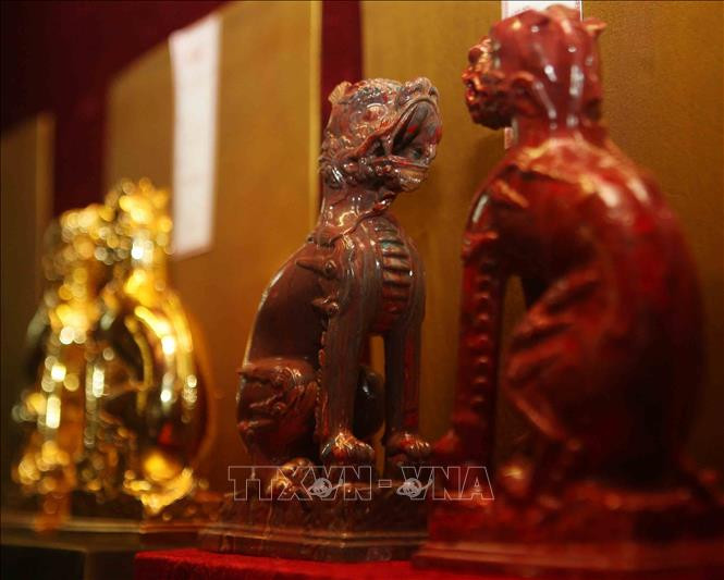  Một mẫu linh vật nghê Việt tại triển lãm. Ảnh: Thanh Tùng/TTXVN