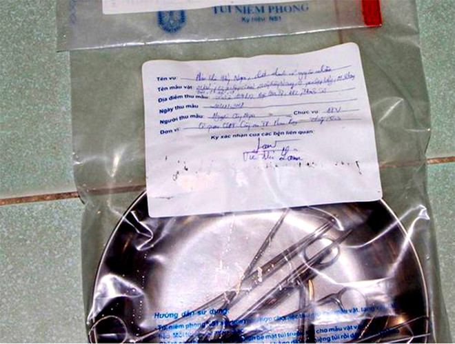 Tang vật vụ phá thai chui được niêm phong phục vụ công tác điều tra. Ảnh: Tuấn Kiệt.