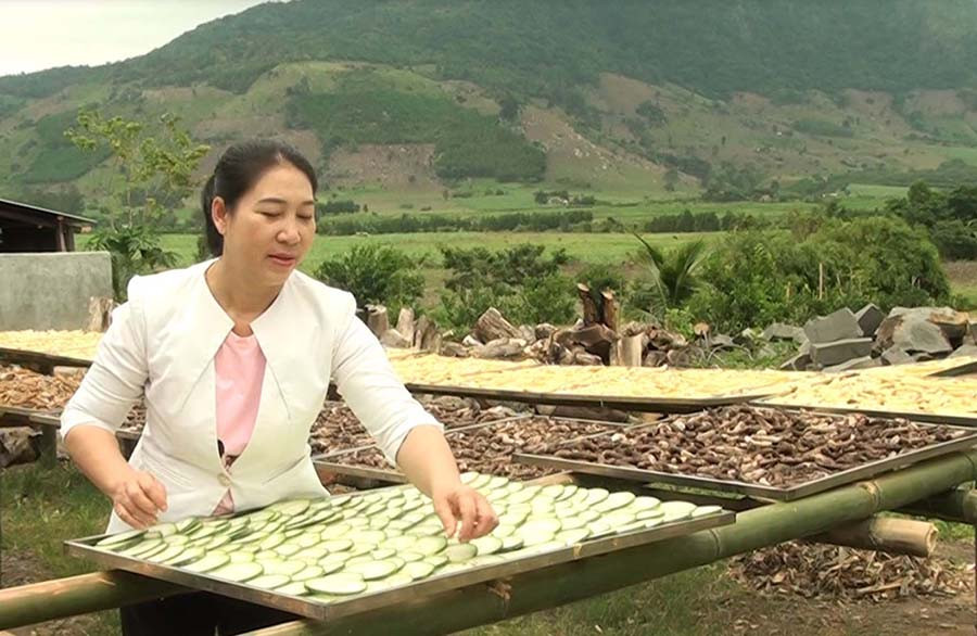  Chị Nguyễn Thị Thanh Hương bên một mẻ nguyên liệu. Ảnh: Hà Duyệt