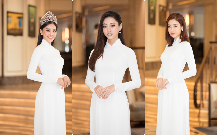 Trần Tiểu Vy, Lương Thùy Linh, Đỗ Mỹ Linh mặc áo dài trắng đọ sắc đẹp “hút hồn”.