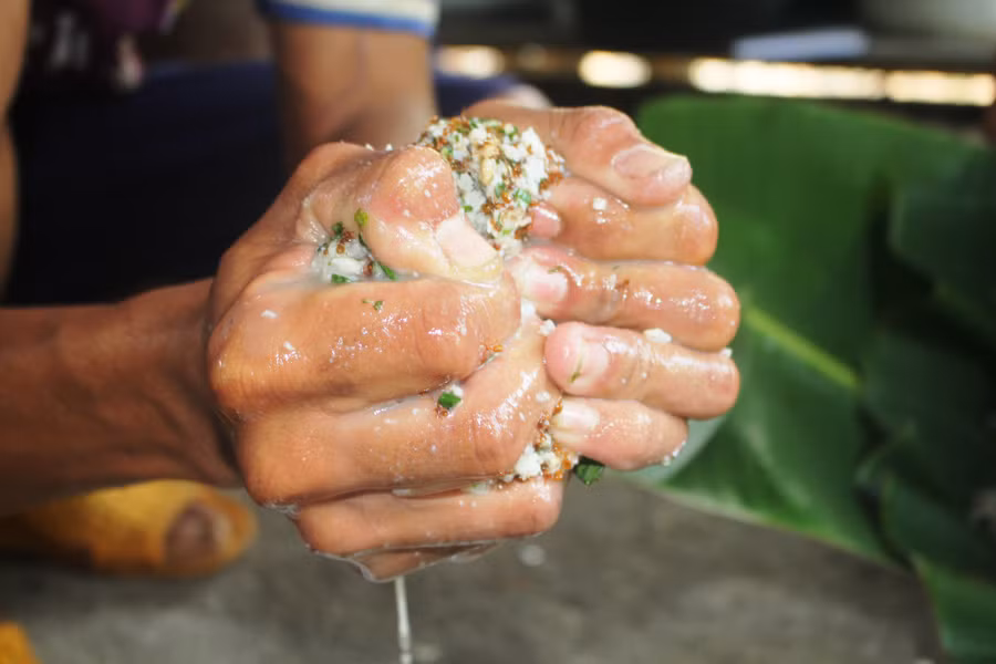 Văn thật khô món gỏi kiến để món cá có vị thơm, chua...