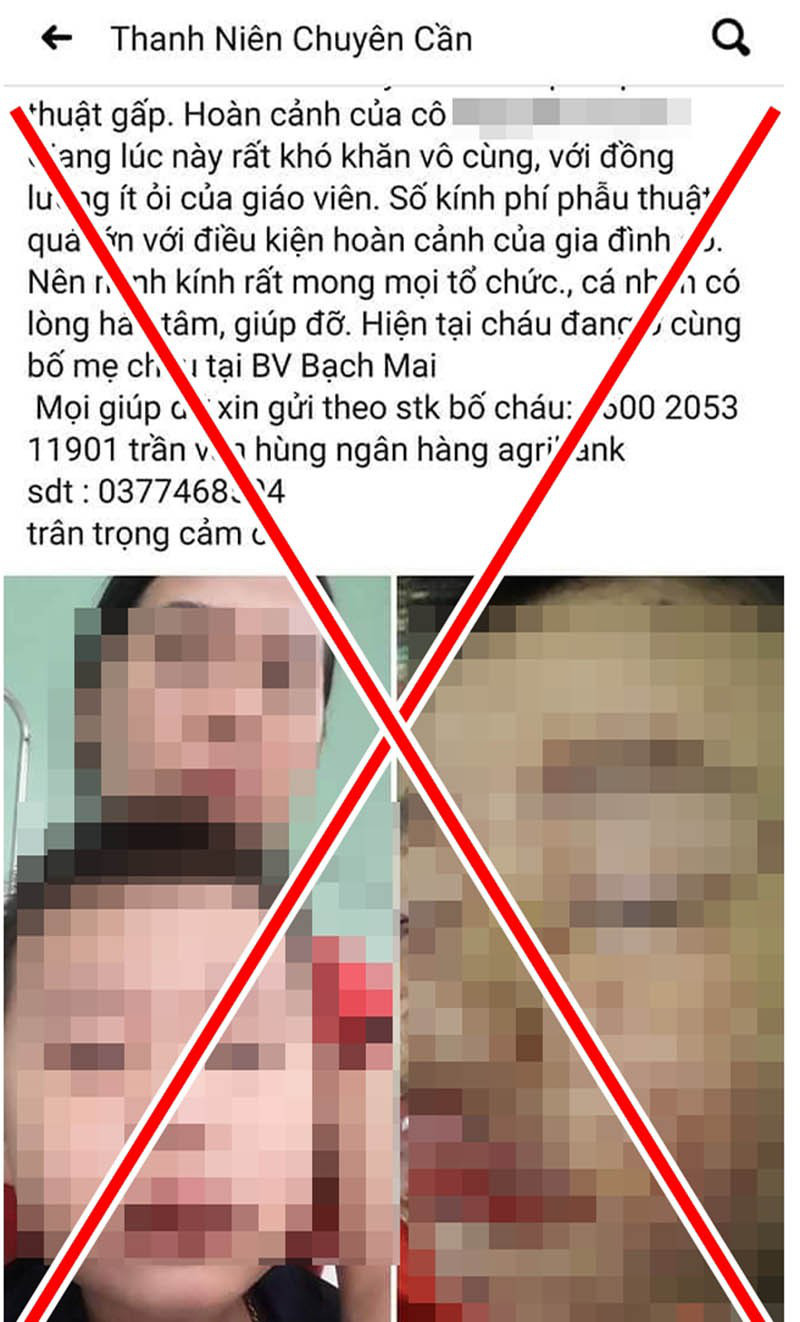 Một trường hợp có hoàn cảnh khó khăn do Hộp và Hùng bịa ra để kêu gọi giúp đỡ.