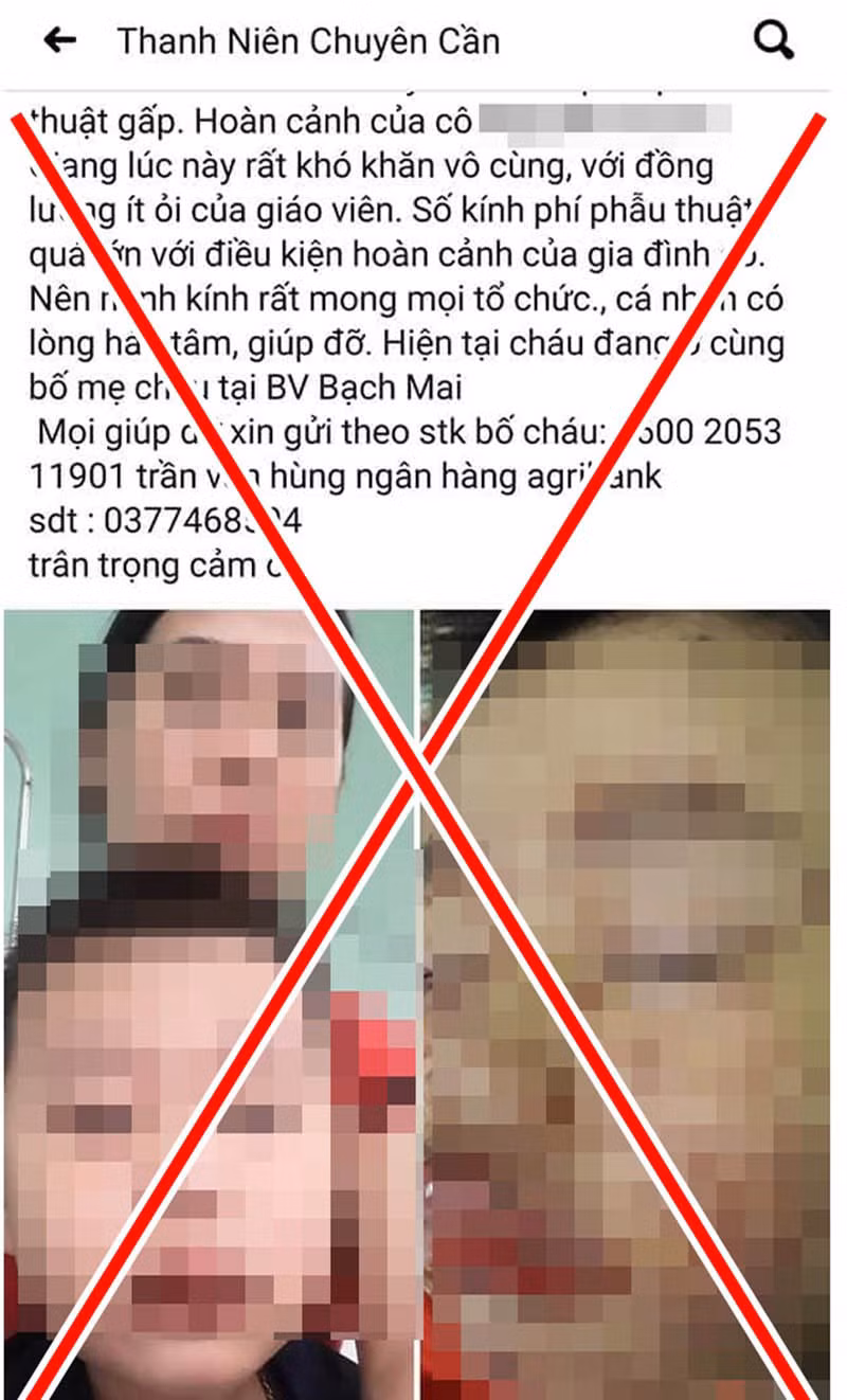 Một trường hợp có hoàn cảnh khó khăn do Hộp và Hùng bịa ra để kêu gọi giúp đỡ.