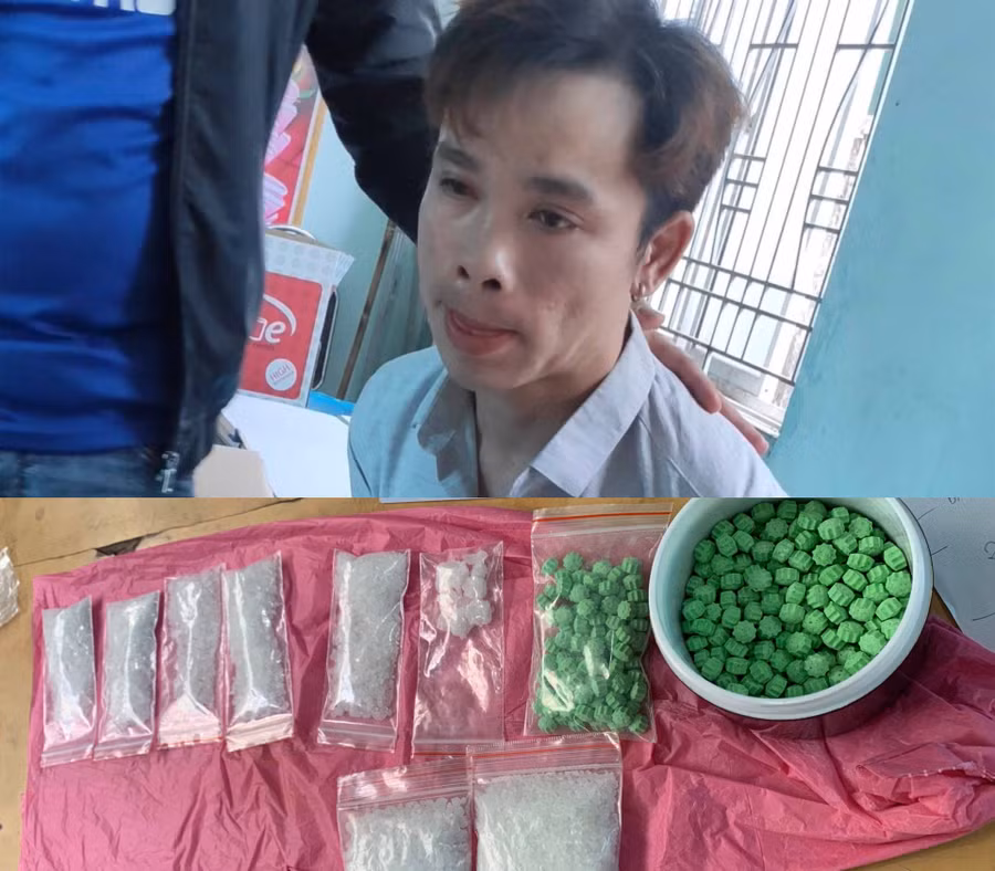 Đối tượng Minh và số ma túy lớn bị thu giữ. Ảnh: Văn Ngọc 