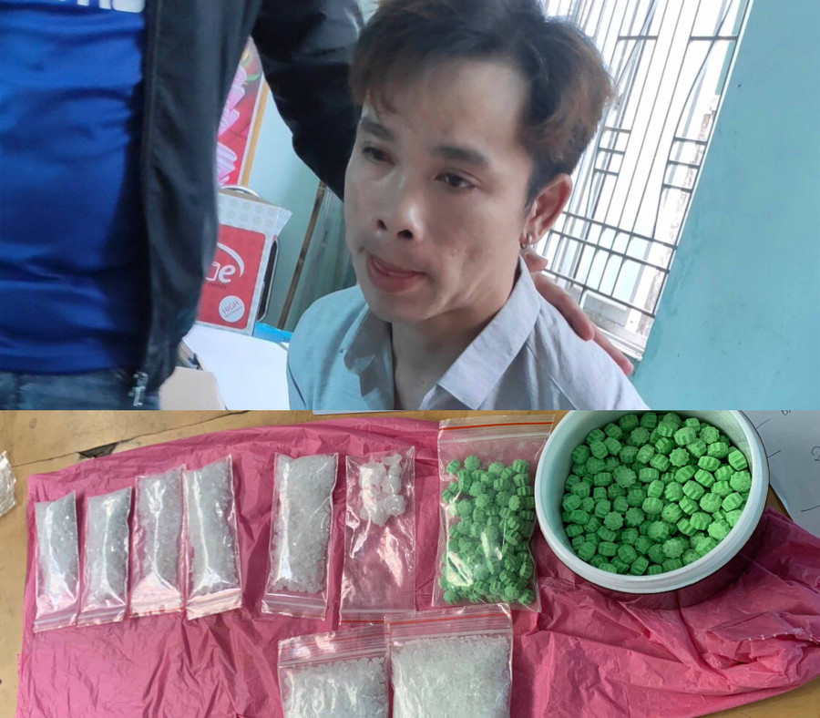 Đối tượng Minh và số ma túy lớn bị thu giữ. Ảnh: Văn Ngọc 