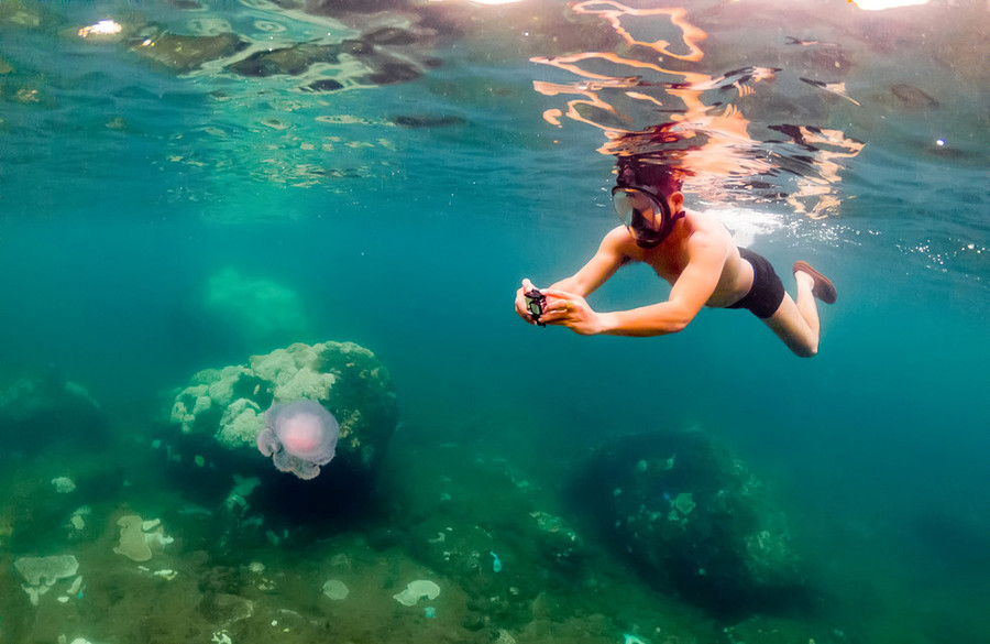 Du khách có thể vừa lặn vừa chụp hình