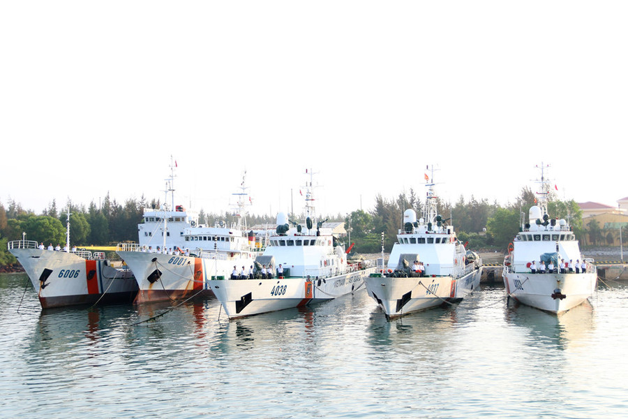  Các tàu Cảnh sát biển thuộc Hải đoàn 201, Bộ tư lệnh vùng Cảnh sát biển 2 (Núi Thành, Quảng Nam) trực chiến, sẵn sàng xuất kích làm nhiệm vụ - Ảnh: Mai Thanh Hải