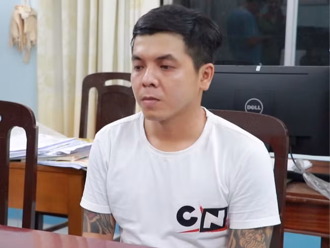 Nguyễn Thanh Tâm tại cơ quan công an.