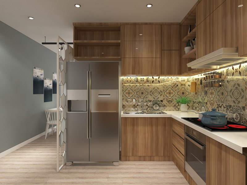 Với mục đích cho thuê lâu dài nên chủ đầu tư cũng sắm cả hệ tủ bếp, đồ nấu nướng.