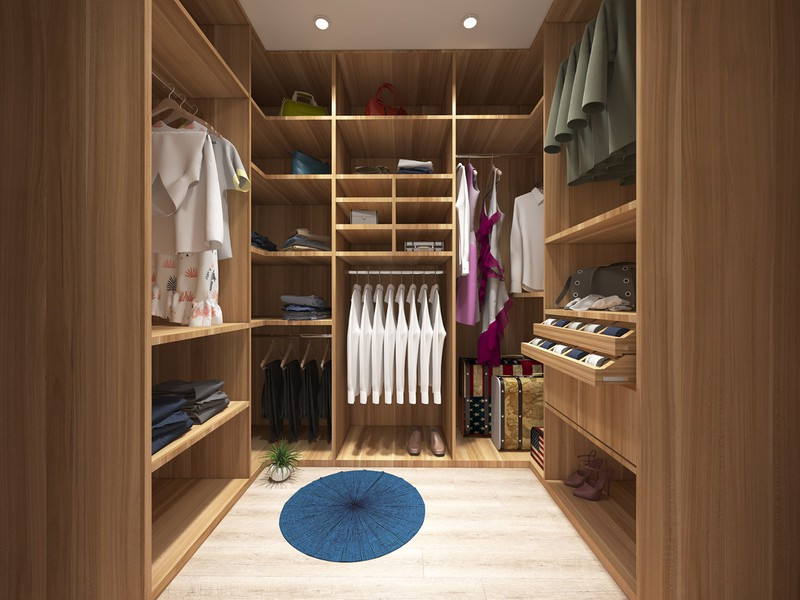 Phòng thay đồ giúp sắp xếp áo quần, giày dép gọn gàng.