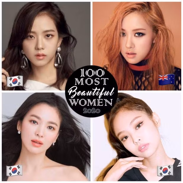 5. Kim Jisoo (Hàn Quốc), 6. Rosé (New Zealand), 7. Song Hye Kyo (Hàn Quốc), 8. Kim Jennie (Hàn Quốc). Ảnh: Starmometer