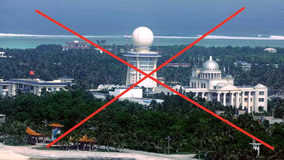 Các công trình phi pháp của Trung Quốc trên đảo Phú Lâm - Ảnh: AFP