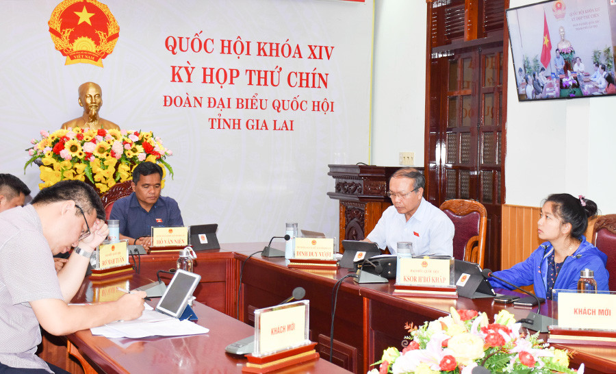 Quang cảnh kỳ họp tại điểm cầu tỉnh Gia Lai ngày 26-5. Ảnh: Trần Dung
