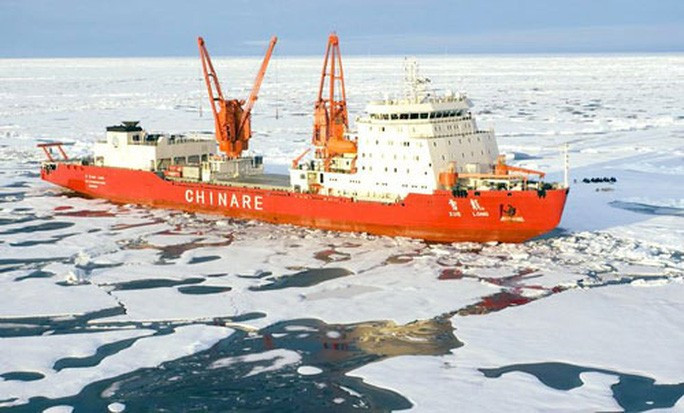 Tàu phá băng Rồng Tuyết của Trung Quốc. Ảnh: SINA Tàu phá băng Rồng Tuyết của Trung Quốc. Ảnh: SINA