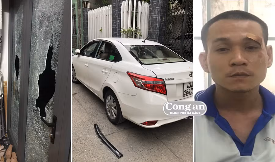 Đối tượng Nguyễn Đình Hiền và hiện trường 2 trong số 4 vụ đập phá tài sản do đối tượng gây ra.