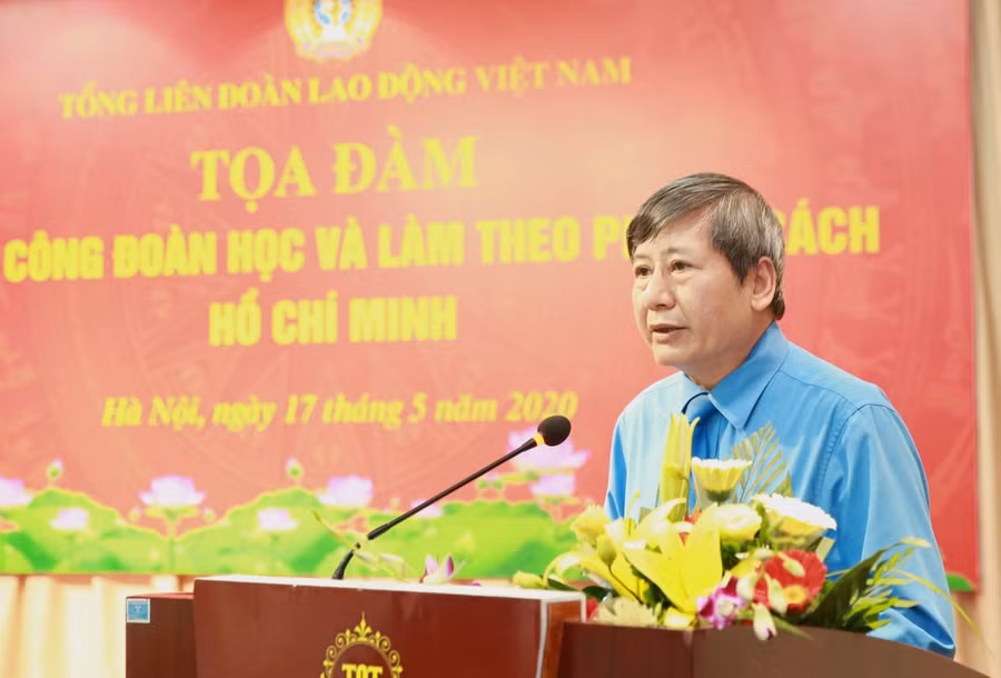 Đồng chí Trần Thanh Hải – Phó Chủ tịch Thường trực Tổng Liên đoàn Lao động Việt Nam - phát biểu tại buổi tọa đàm. Ảnh: Hải Nguyễn.