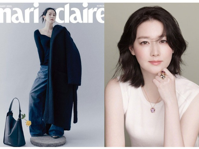 Lee Young Ae xuất hiện trên bìa Marie Claire Korea số tháng 2.2021 với phong cách khác lạ. Ảnh: CHỤP MÀN HÌNH/INSTAGRAM NV