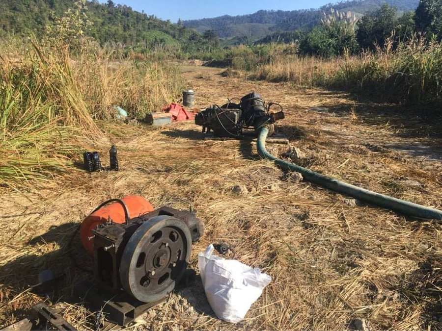  Hiện trường của vụ khai thác vàng trái phép. Ảnh: Văn Ngọc