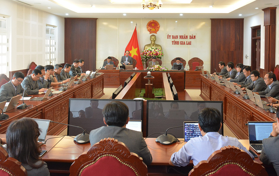 Quang cảnh hội nghi tổng kết công tác xây dựng Đảng năm 2020 của Đảng bộ Văn phòng UBND tỉnh. Ảnh: Nguyễn Tú