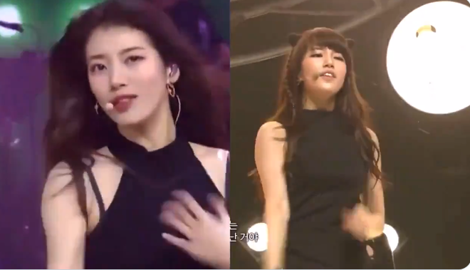 Nhiều dân mạng chia sẻ clip và ảnh so sánh Suzy 10 năm trước (phải) và hiện tại ẢNH: CẮT TỪ CLIP