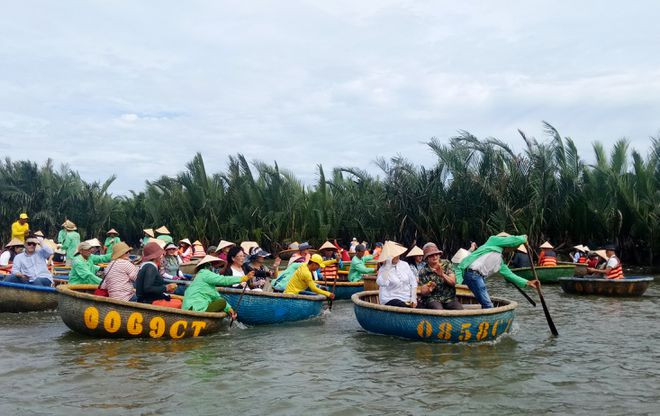 Rừng dừa Cẩm Thanh là điểm du lịch thú vị thu hút nhiều du khách. ẢNH: MẠNH CƯỜNG Rừng dừa Cẩm Thanh là điểm du lịch thú vị thu hút nhiều du khách. ẢNH: MẠNH CƯỜNG