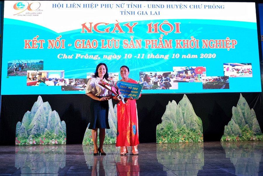 Chị Vũ Thị Quy được Hội nữ Doanh nhân tỉnh hỗ trợ 50 triệu đồng cho ý tưởng khởi nghiệp với nông nghiệp nghiệp xanh