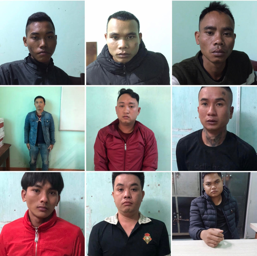 9 đối tượng đã bị bắt giữ. Ảnh: Văn Ngọc