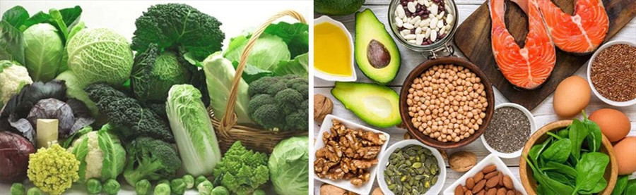 Nên bổ sung vitamin, chất xơ và omega 3 trong khẩu phần ăn của người bệnh. Đồ họa: Hồng Nhật Nên bổ sung vitamin, chất xơ và omega 3 trong khẩu phần ăn của người bệnh. Đồ họa: Hồng Nhật